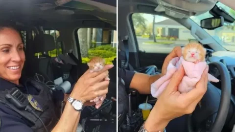 Newborn Kitten Saved from Florida Police Officer!