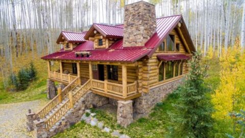 Unique Log Cabin Paradise With High-End Furniture