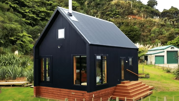 Stunning Black Off-Grid Tiny Cabin By The River