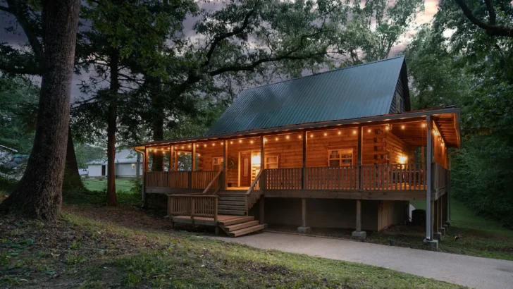 Wonderful Log Cabin With A Stunning Design And Charming