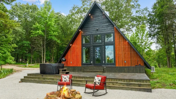 Unwind And Reconnect With Nature In This Modern A-Frame Cabin