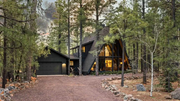 Rustic Charm Meets Modern Elegance In This Stunning A-Frame Cabin Retreat