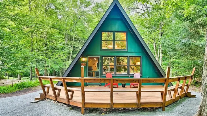 Enjoy Breathtaking Views From The Deck Of Your A-Frame Cabin