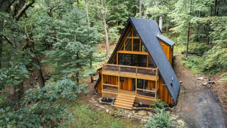 Experience Rustic Luxury In This Architecturally Stunning A-Frame Cabin