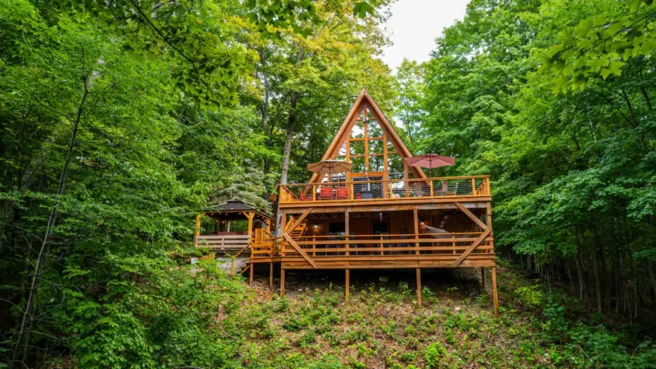 Create Lasting Memories With Loved Ones In This Picturesque A-Frame Cabin Haven