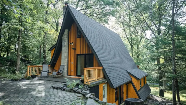 Experience The Ultimate Getaway In This Architecturally Stunning A-Frame Cabin