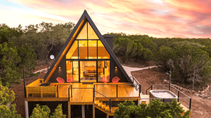 Stunning A-frame Cabin Sits With A View Of The Beautiful Texas Hill Country