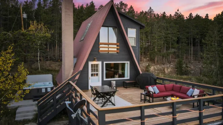 Find Your Escape In This Beautiful A-Frame Cabin With Stunning Mountain Views