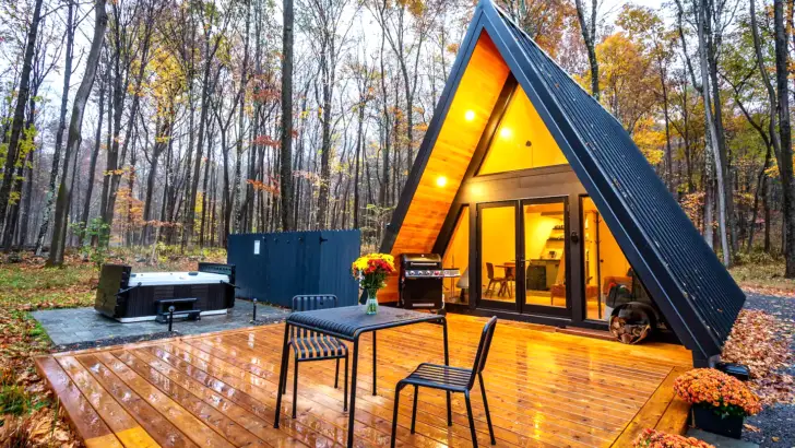 Amazingly Designed A-Frame Cabin With Hot Tub And Creek