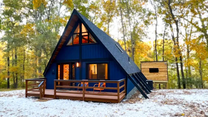 Discover Modern Rustic Charm In This A-Frame Cabin Amongst The Trees