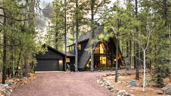 Midnight Pines Is A Stunning Black A-Frame Cabin With An Exquisite Interior Design