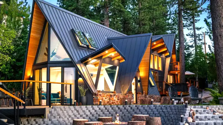 Elegant Lakefront A-Frame Cabin Featuring Enchanting Design