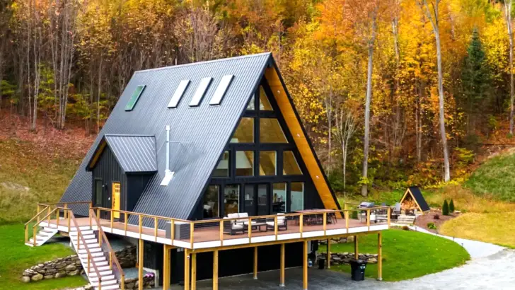 Beautiful A-Frame Cabin With A Luxurious Interior And Modern Furnishings