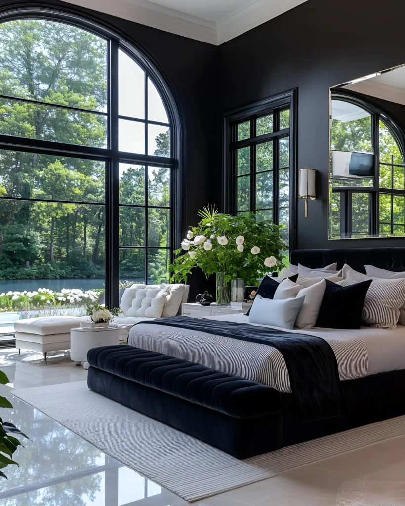 40 Modern Black and White Bedrooms Ideas with Panoramic Views