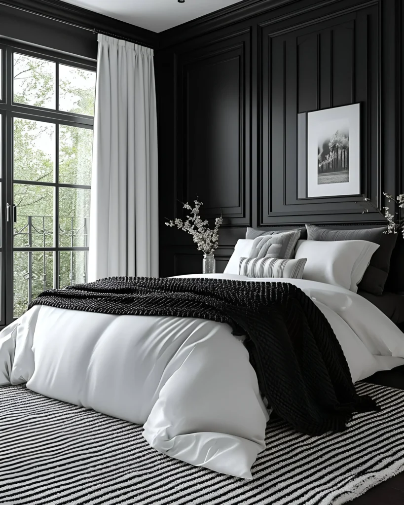 40 Modern Black and White Bedrooms Ideas with Panoramic Views