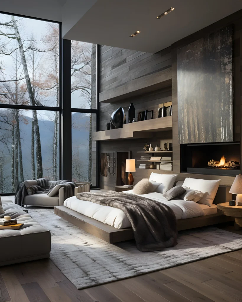 40 Modern Black and White Bedrooms Ideas with Panoramic Views