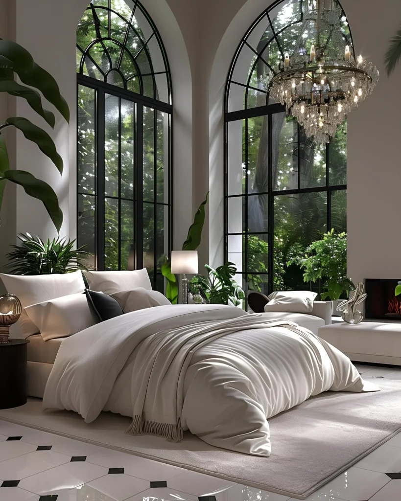 40 Modern Black and White Bedrooms Ideas with Panoramic Views