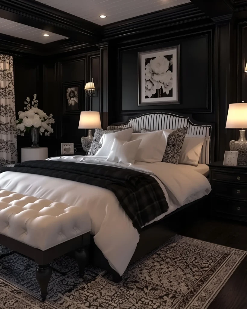 40 Modern Black and White Bedrooms Ideas with Panoramic Views