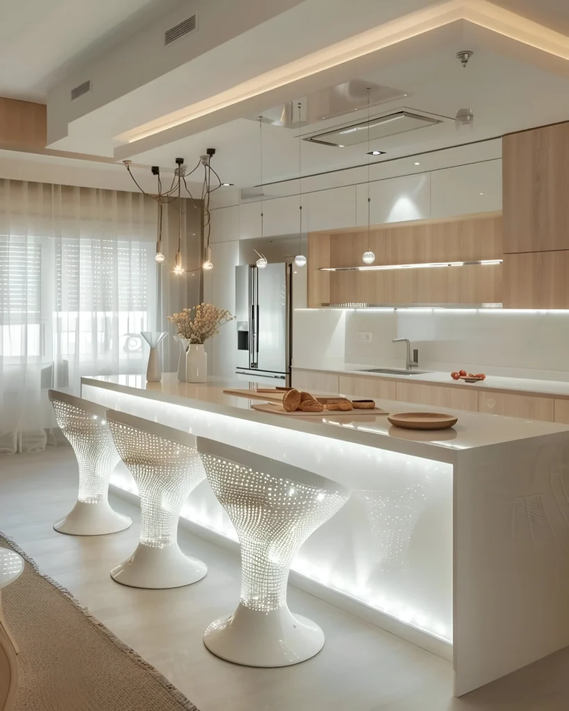 Light and Airy Kitchen with Sculptural Seating