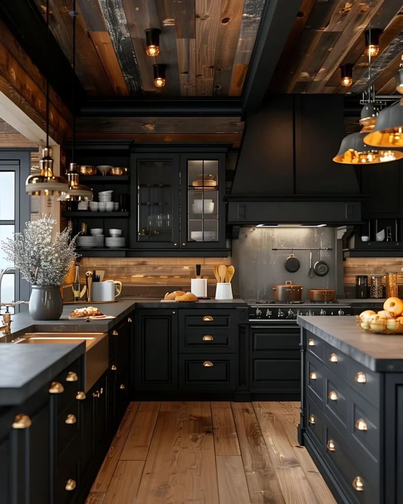 Black and Wood Kitchen with Industrial Accents