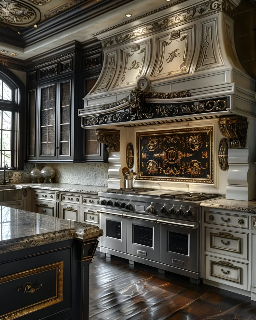 Palatial Kitchen with Baroque Detailing