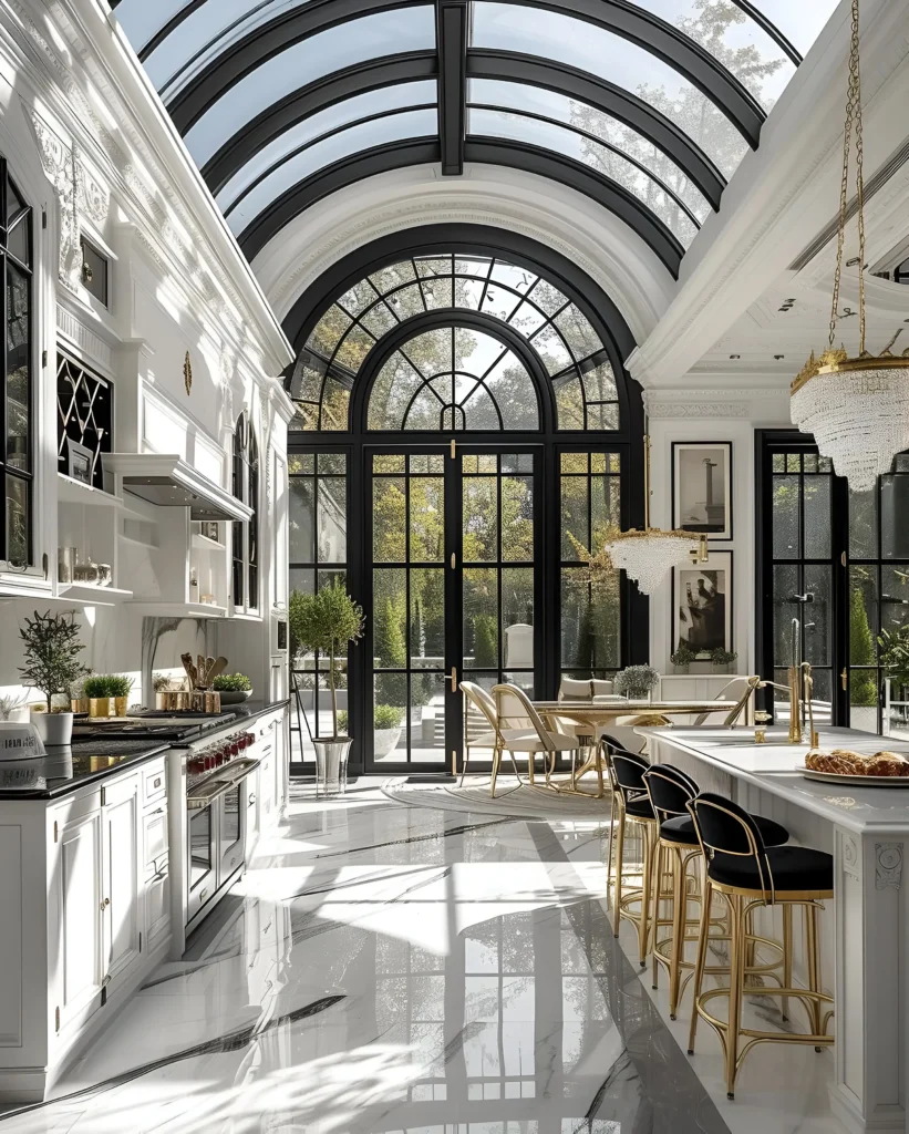 Glass Ceiling Kitchen with Golden Touches