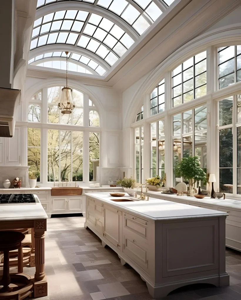 Vaulted Glass Kitchen with Elegant Detailing