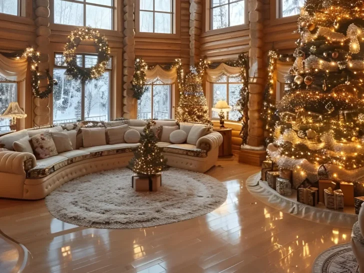 28 Beautiful Log Cabin Interior Christmas Ideas