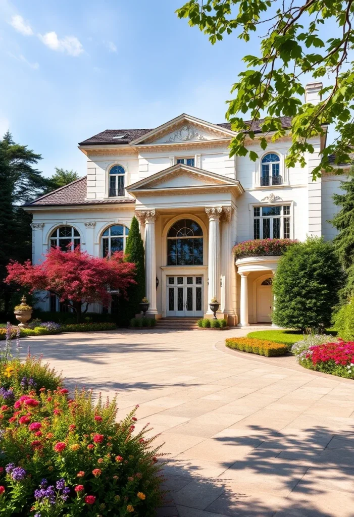 Luxurious Mansion Facades with Pools and Gardens 13