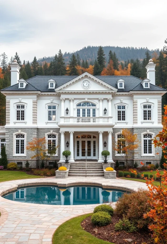 Luxurious Mansion Facades with Pools and Gardens 16