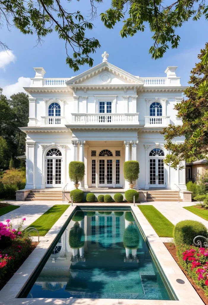 Luxurious Mansion Facades with Pools and Gardens 24