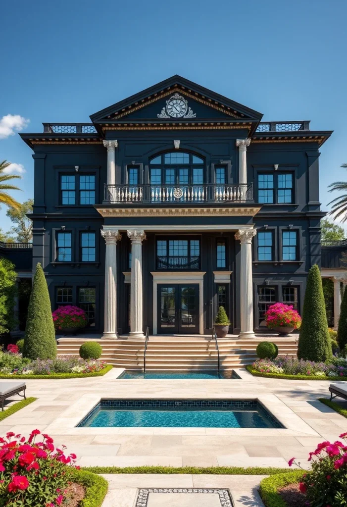 Luxurious Mansion Facades with Pools and Gardens 25