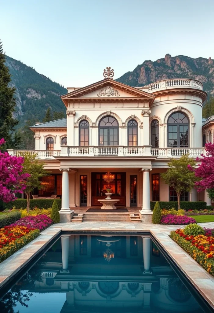 Luxurious Mansion Facades with Pools and Gardens 26