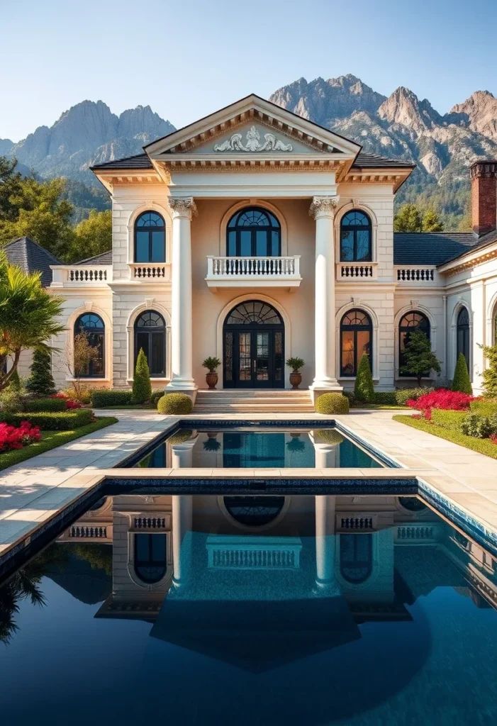 Luxurious Mansion Facades with Pools and Gardens 28