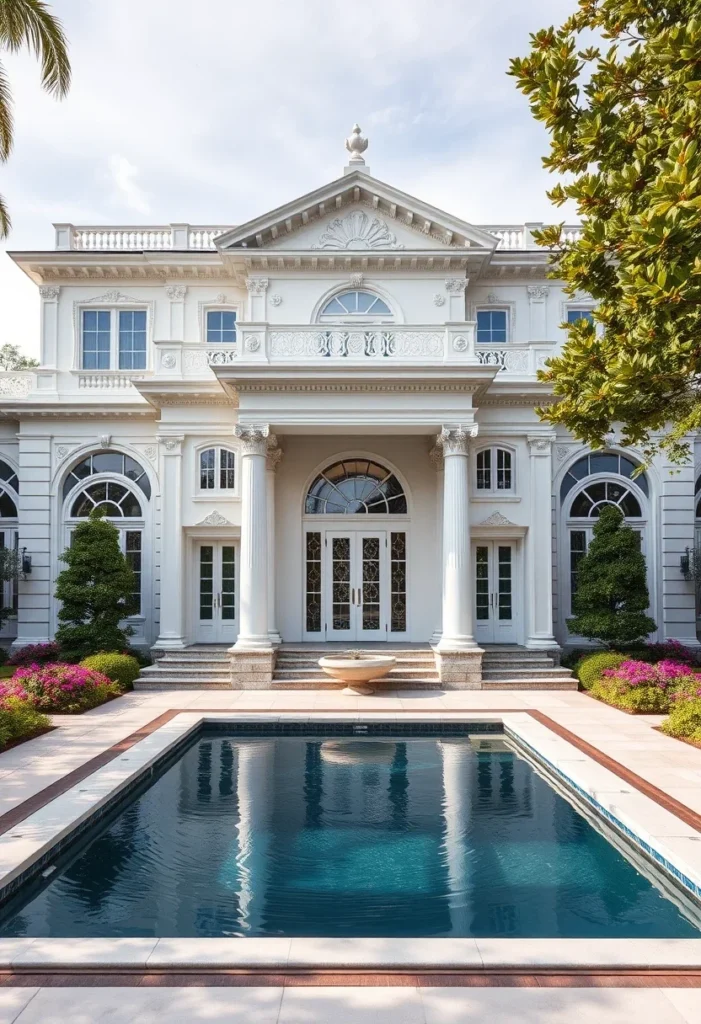 Luxurious Mansion Facades with Pools and Gardens 31