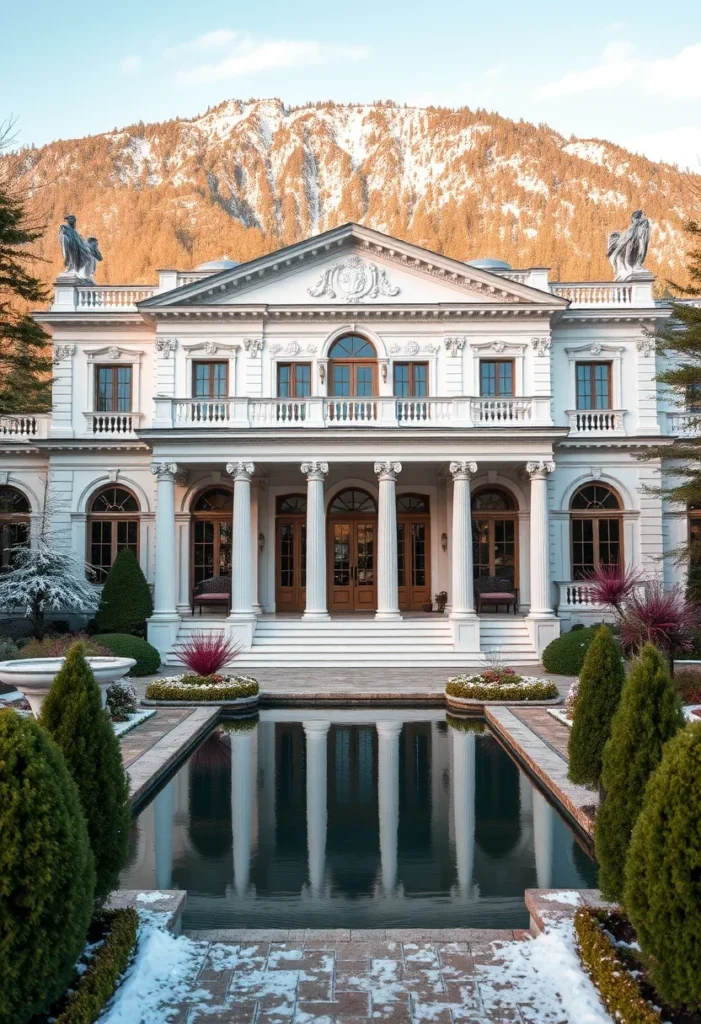 Luxurious Mansion Facades with Pools and Gardens 33