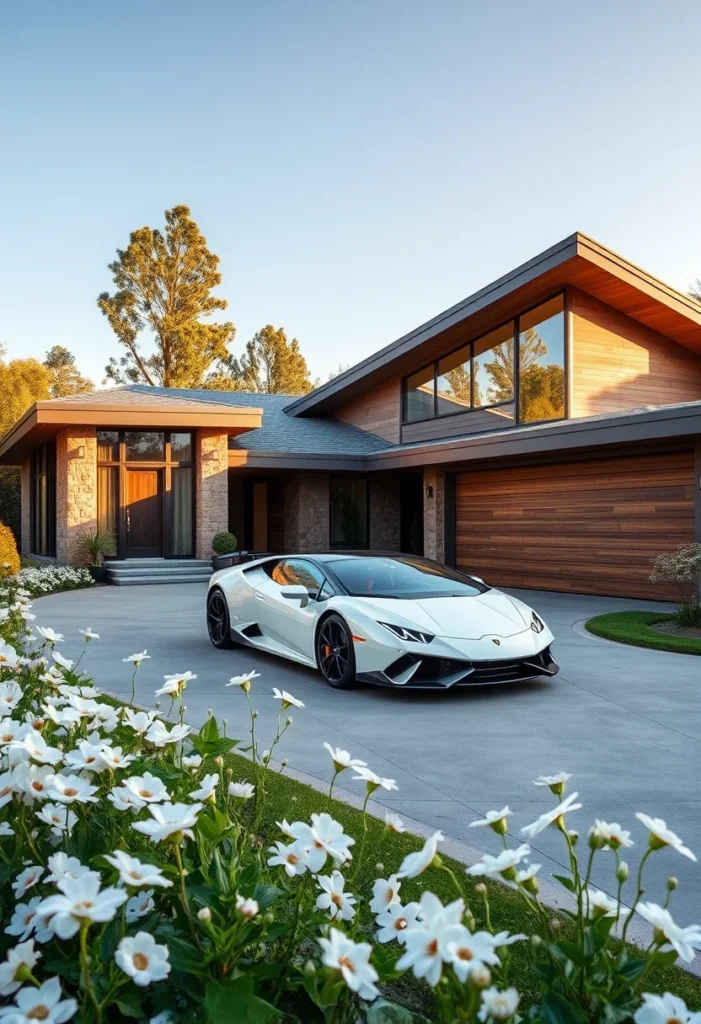 Classic Mid-Century Modern Home Design with Expansive Windows and Integrated Garage.