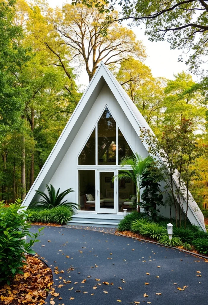 stylish off-white A-frame for a glamping getaway