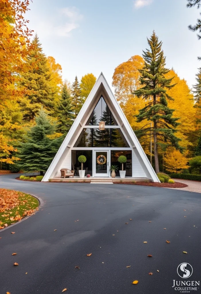 Off-white A-frame "Hygge Hut" with Scandinavian design