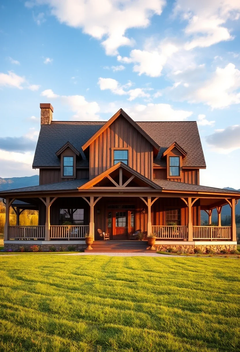 Rustic Farmhouse with Natural Wood Siding