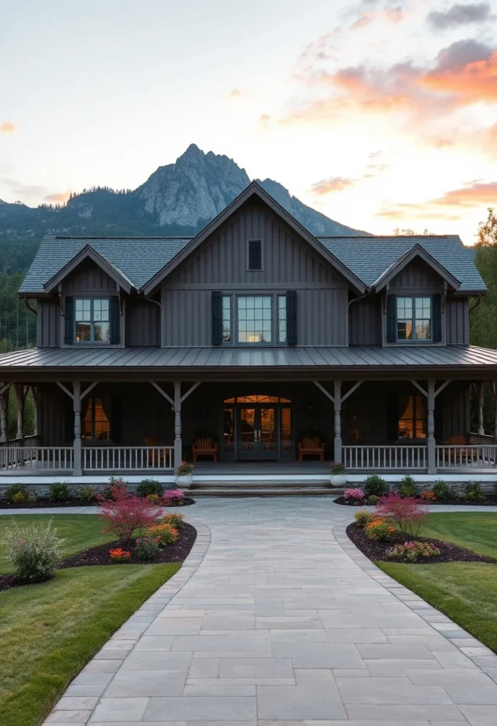 Modern Farmhouse Exterior with Dark Siding