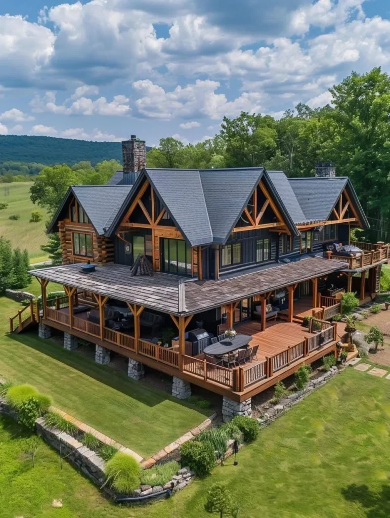 Timber frame countryside home with expansive views.