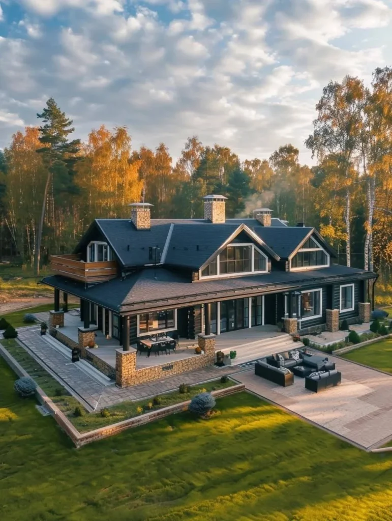 Countryside home design emphasizing light and shadow.