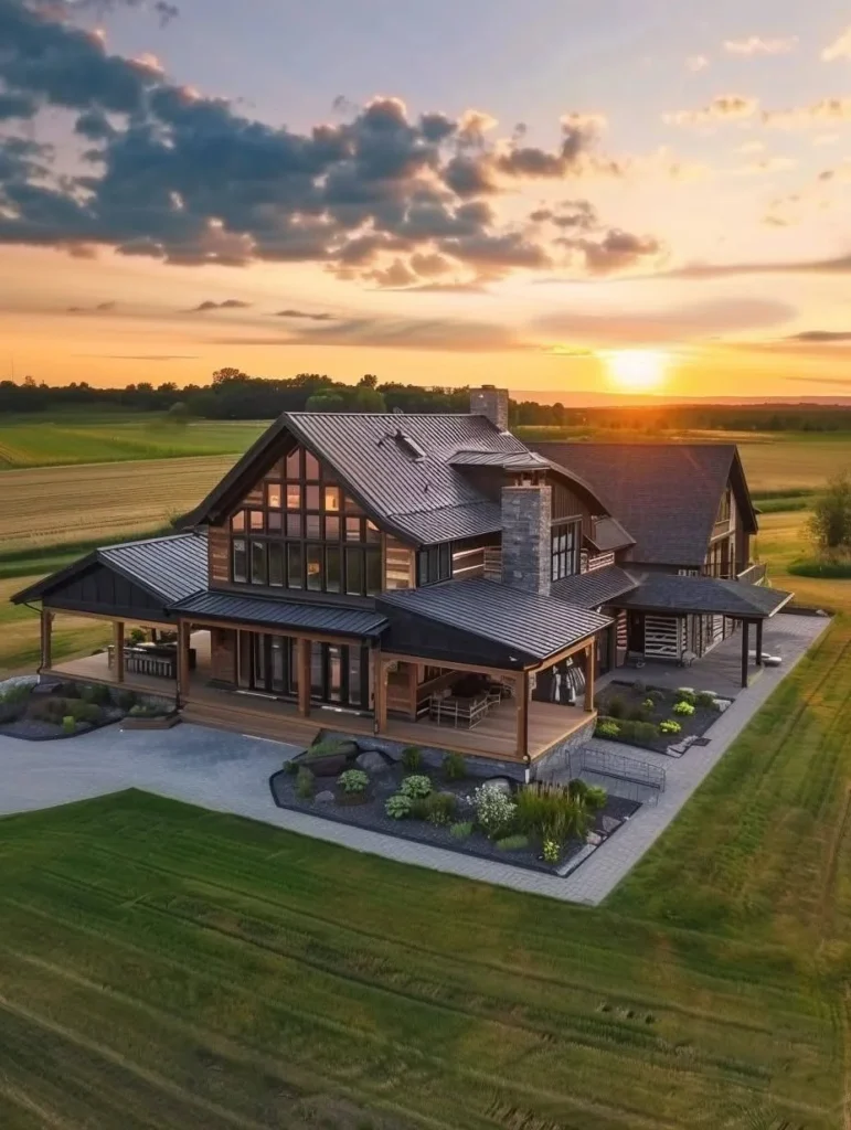 Countryside home designed for optimal sunset views.