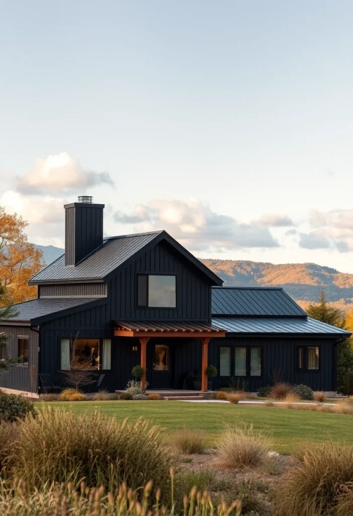 Dark Modern Farmhouse Exterior with Gable Roof