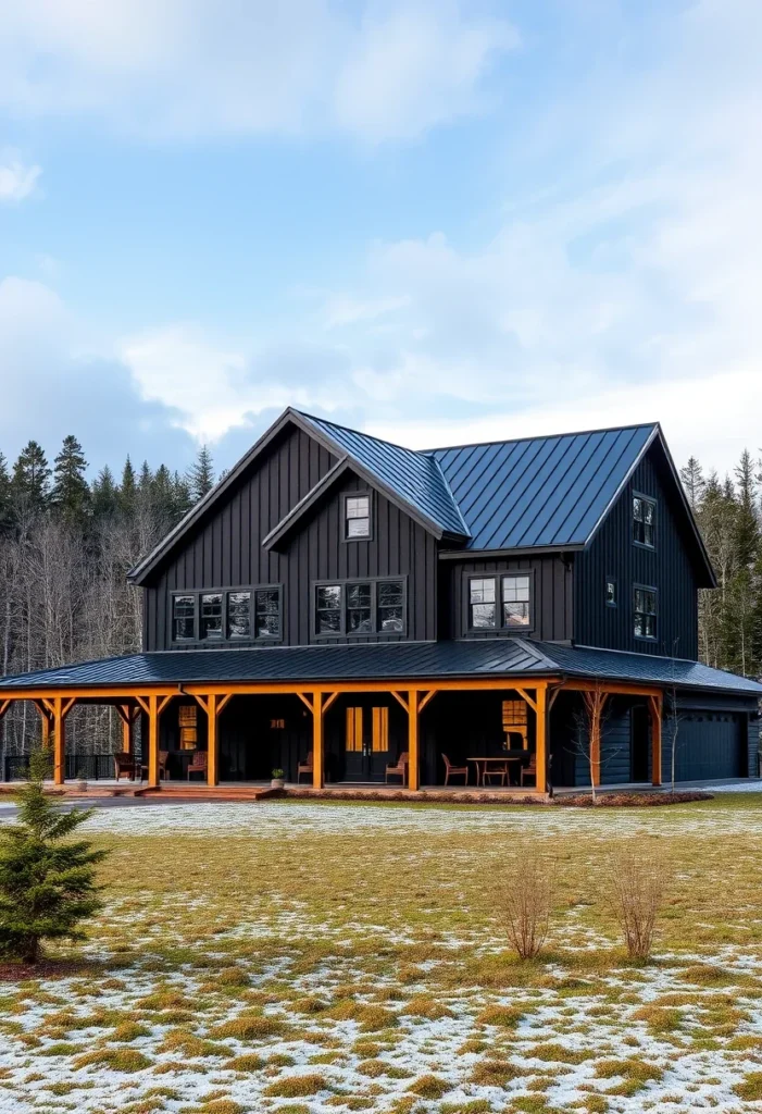 Dark Modern Farmhouse with Wood Accents