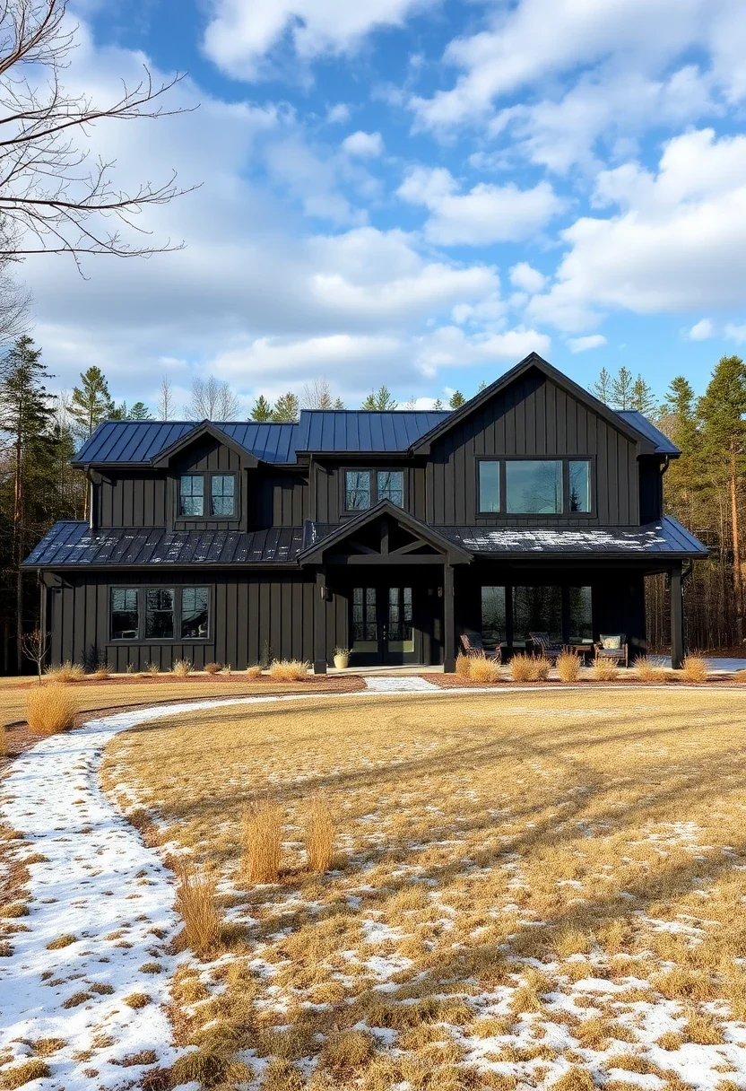 Dark Modern Farmhouse with Board and Batten Siding