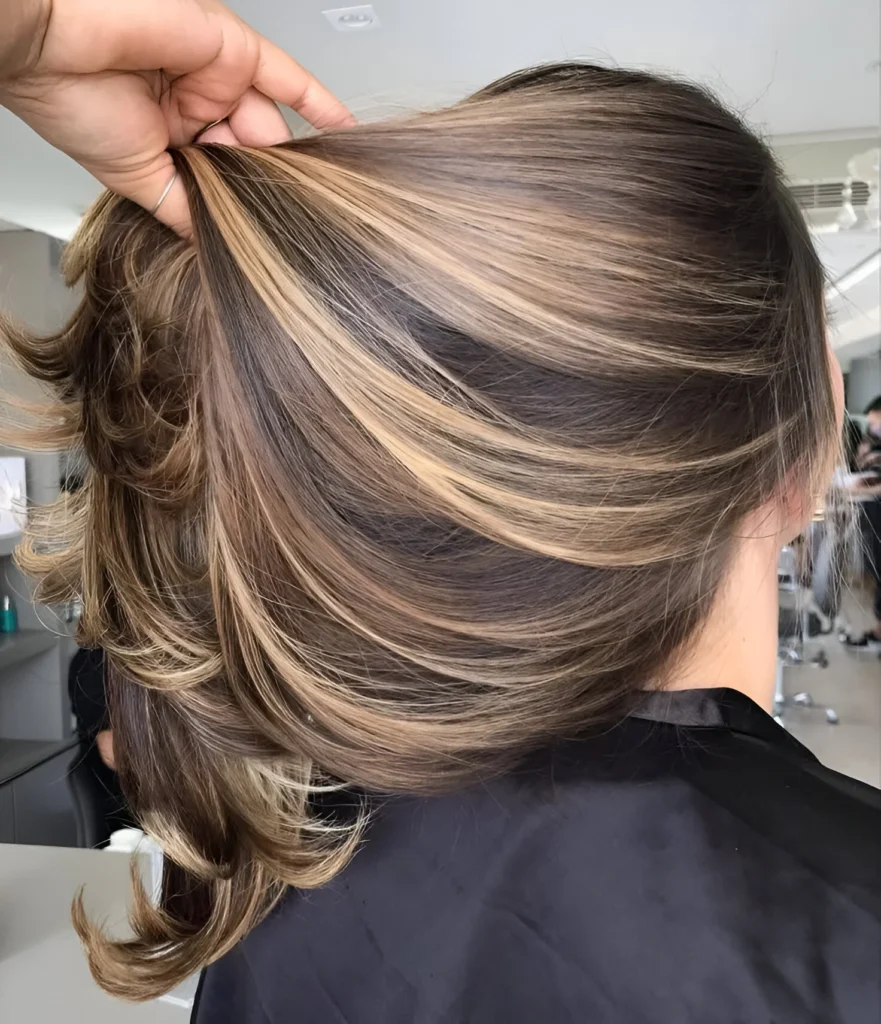 Blonde highlights on brown hair 2025 style