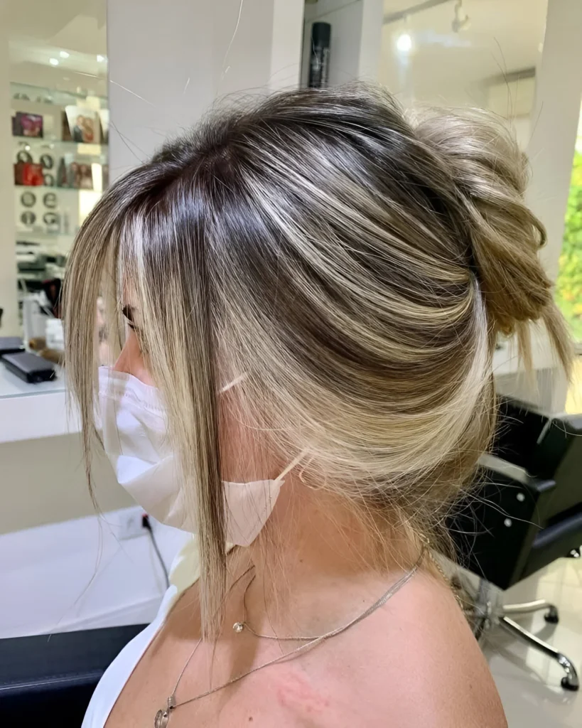 Blonde highlights updo 2025 hairstyle