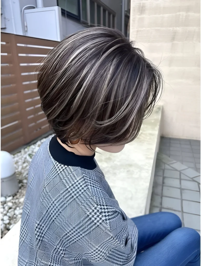 Short hair silver highlights 2025 style